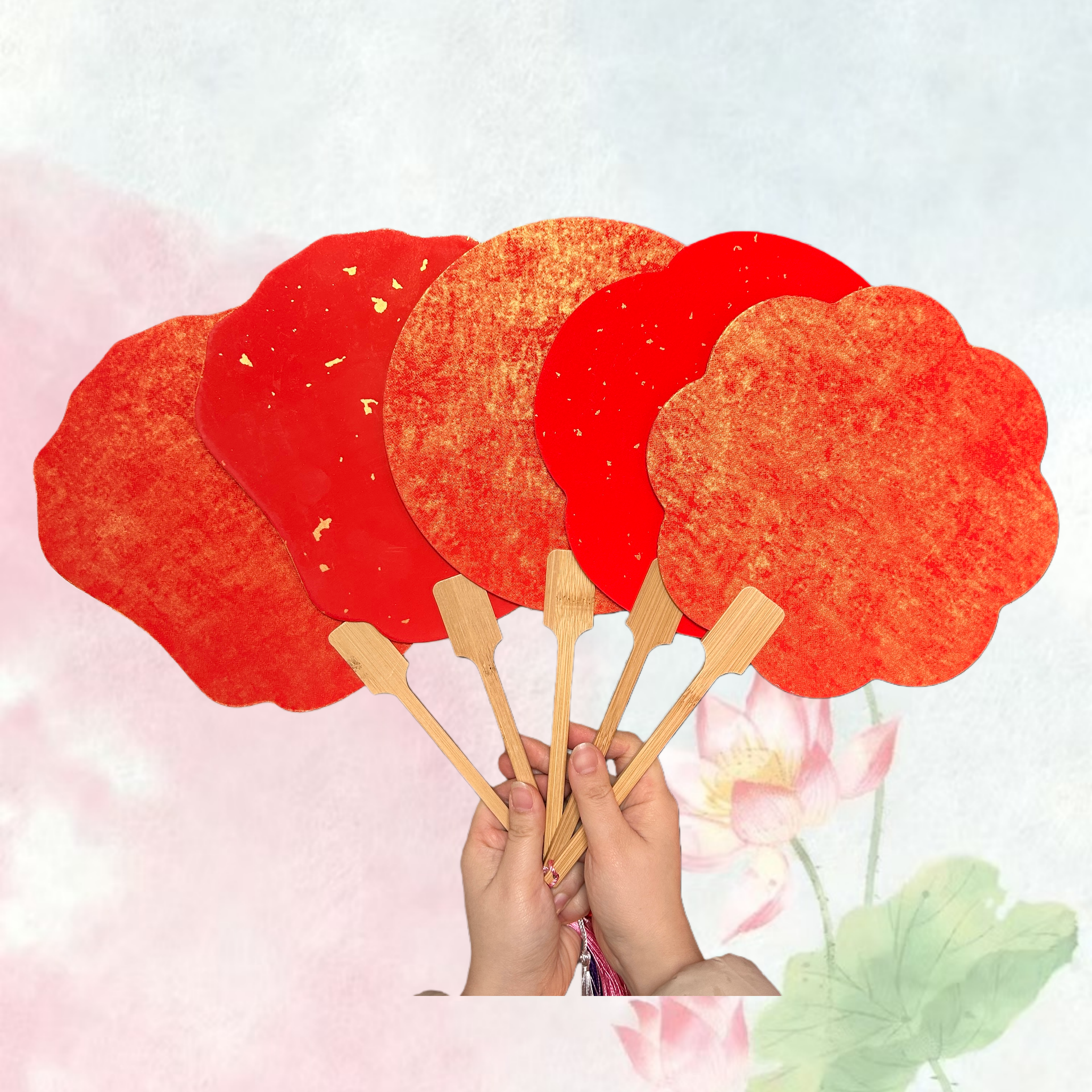 空白彩色团扇古风书法国画宣纸扇手绘扇子加厚diy扇面手工工具