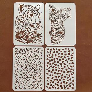 大号豹纹绘画塑料镂空模版尺手工相册配件手抄报工具涂鸦描图模板