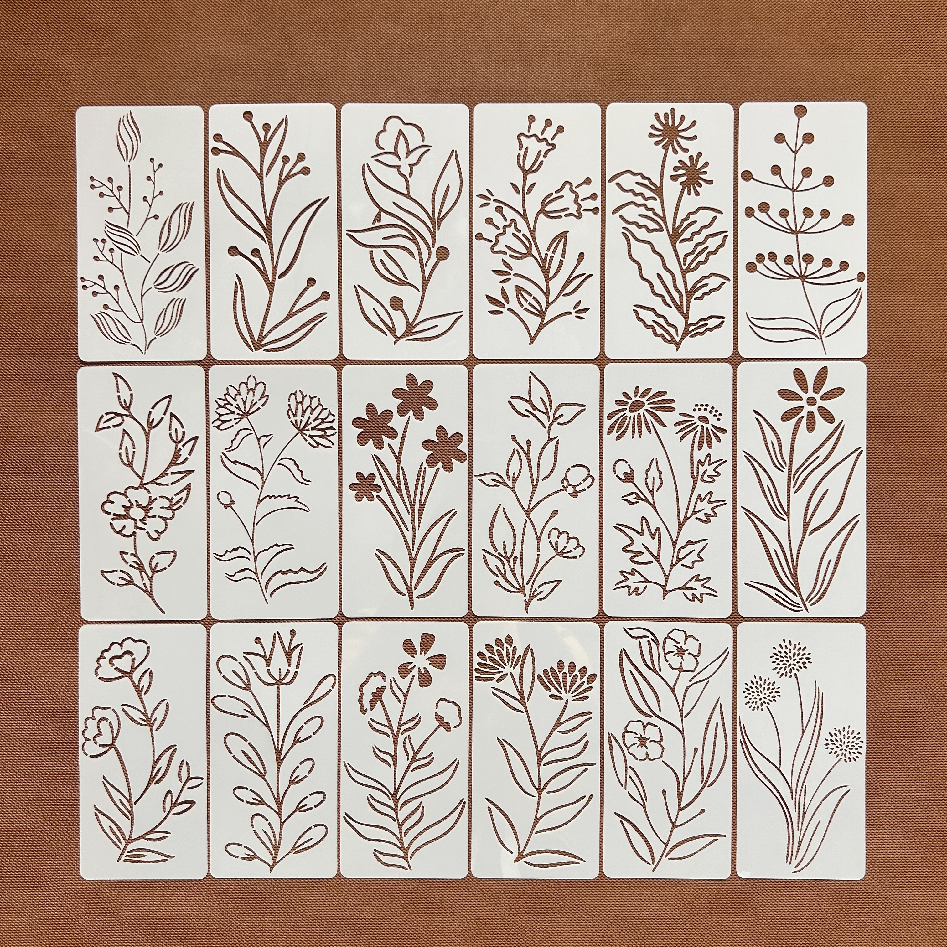 花草植物镂空绘画模板