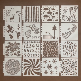 新款创意手账绘画镂空模板学生涂鸦装饰喷绘遮蔽手抄报花边尺B007