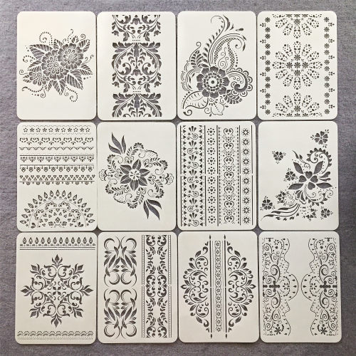 新款曼陀罗手账相册减压绘画涂鸦模板工具镂空学生画画模板尺