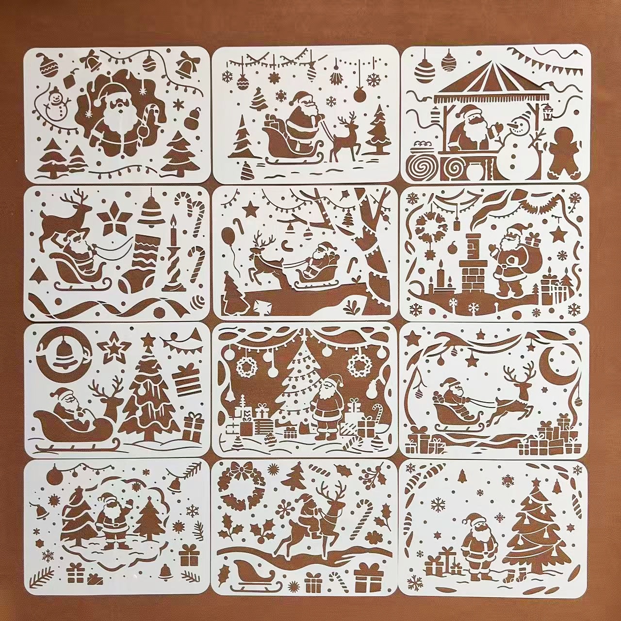 圣诞节圣诞老人烟囱麋鹿绘画儿童手抄报涂鸦辅助工具装饰花边模板图片