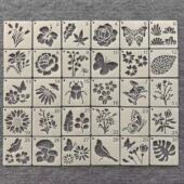 蝴蝶花草图形绘画手账镂空模板图创意画板涂鸦装 饰儿童画画辅助