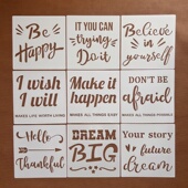 英文励志标语镂空绘画模板DIY涂鸦手账墙绘相册装 饰拓印工具B083