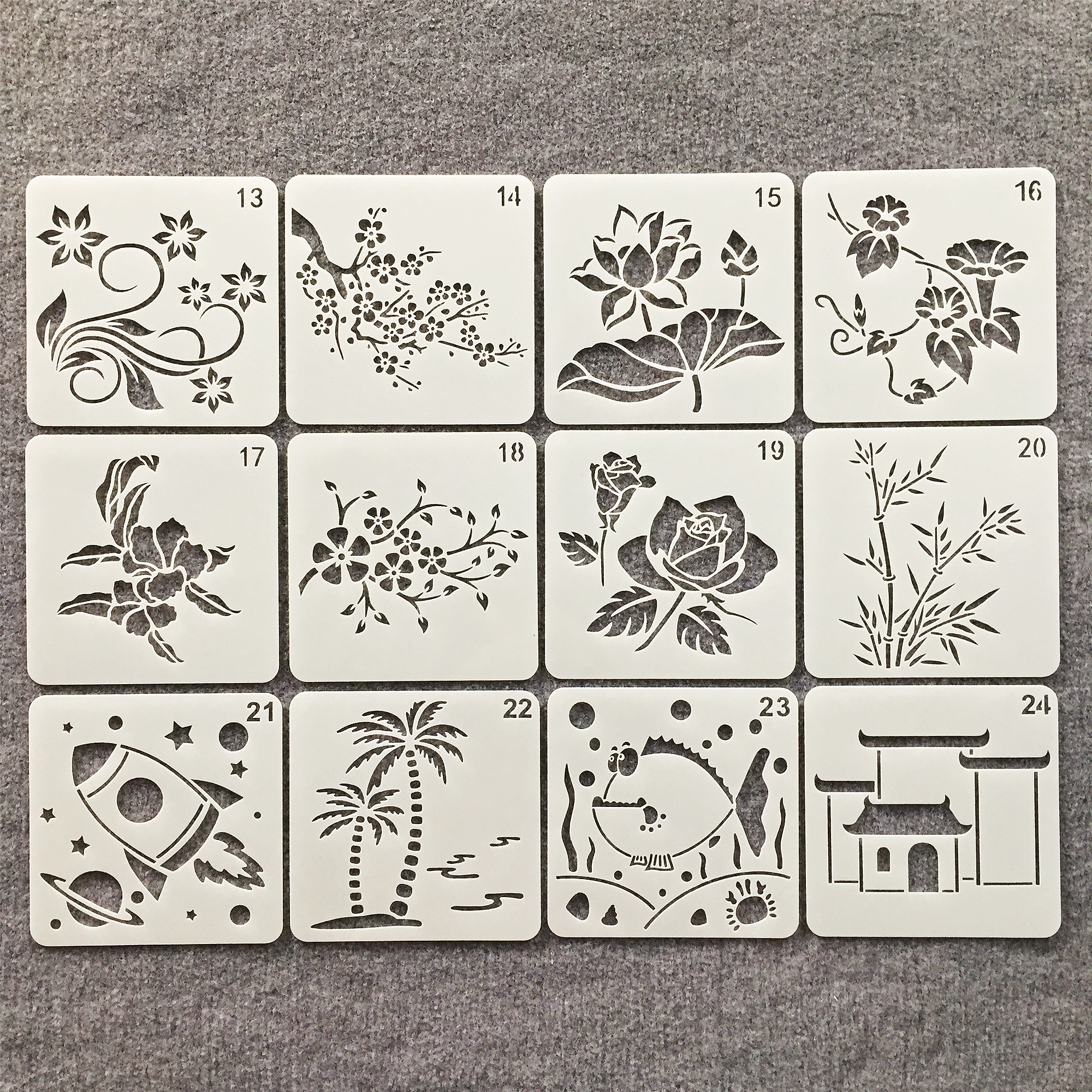 新款相册花边尺手帐手报制作儿童学生绘画辅助镂空模板喷绘模板