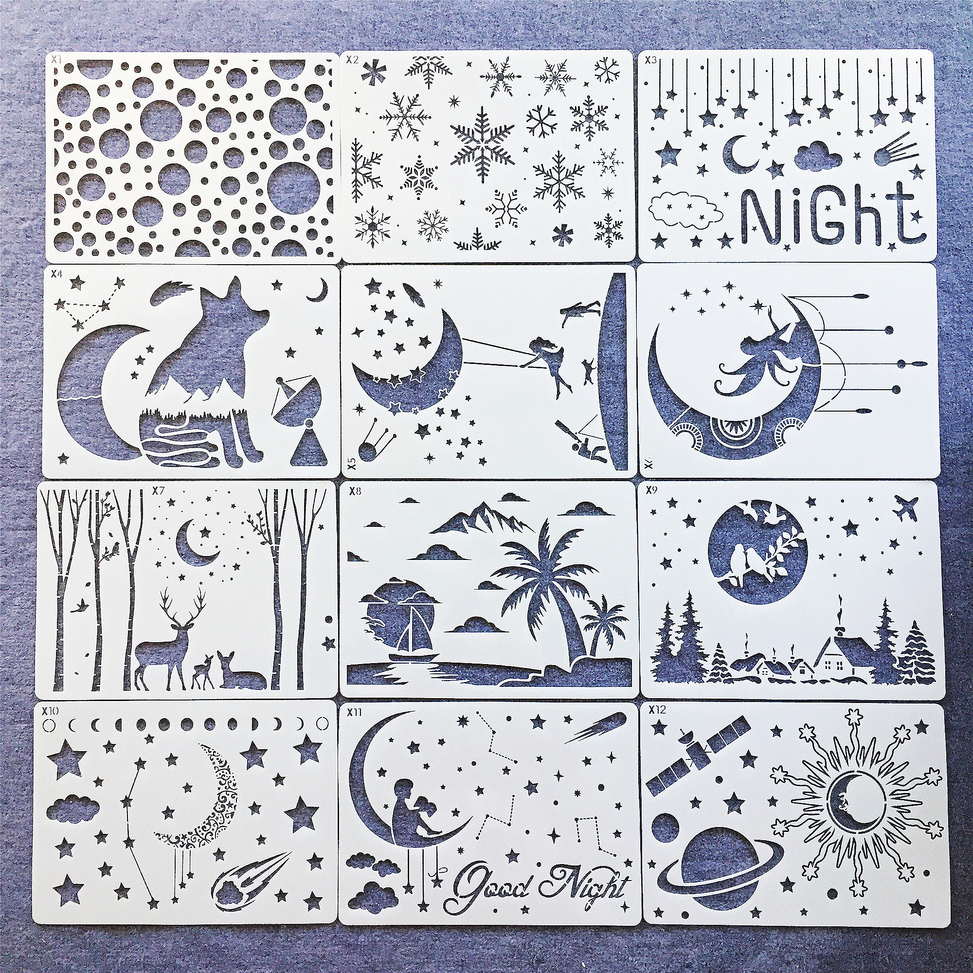 星空主题儿童绘画喷漆模板装饰