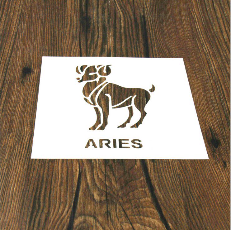 국경 간 공급 12 별자리 15CM 스프레이 패턴 인쇄 금형 설탕 가루 체 베이킹 도구 DIY 낙서 중공 금형