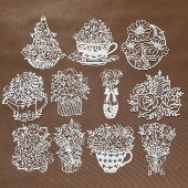 花朵玫瑰百合镂空挂牌创意花瓶绘画手账辅助喷绘蛋糕裱花道模板尺