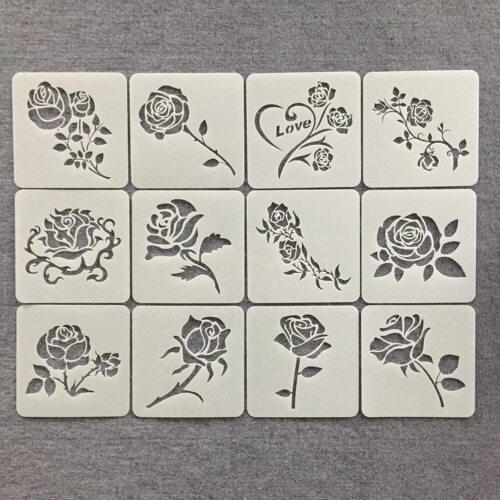 植物花朵树叶儿童绘画模板尺