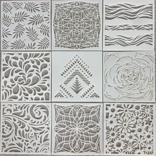 花边模板喷雾蔽版描画