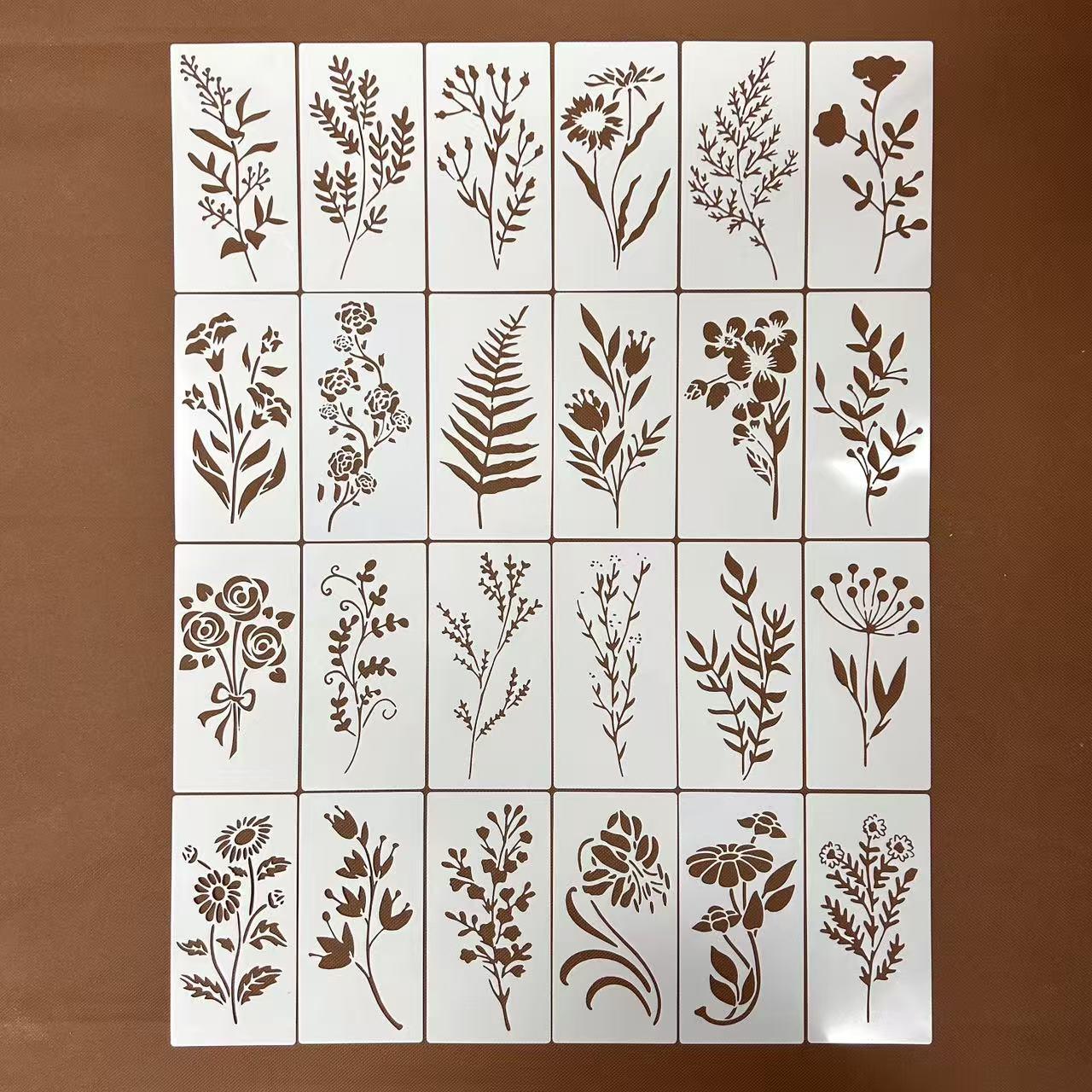 镂空模板彩绘型糊染植物手绘喷绘儿童画画树叶镂空简约遮蔽板模具