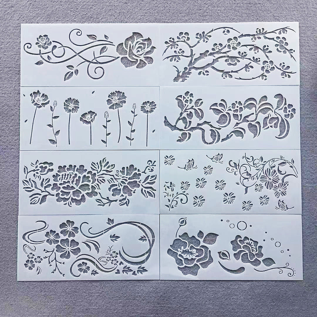 亚马逊植物花朵主题绘画模板个性镂空墙绘涂刷diy绘画模春天模板