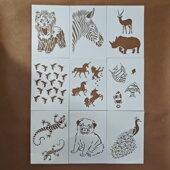 创意动物镂空手账喷花膜印花辅助工具学生涂鸦神器绘画模板尺B022