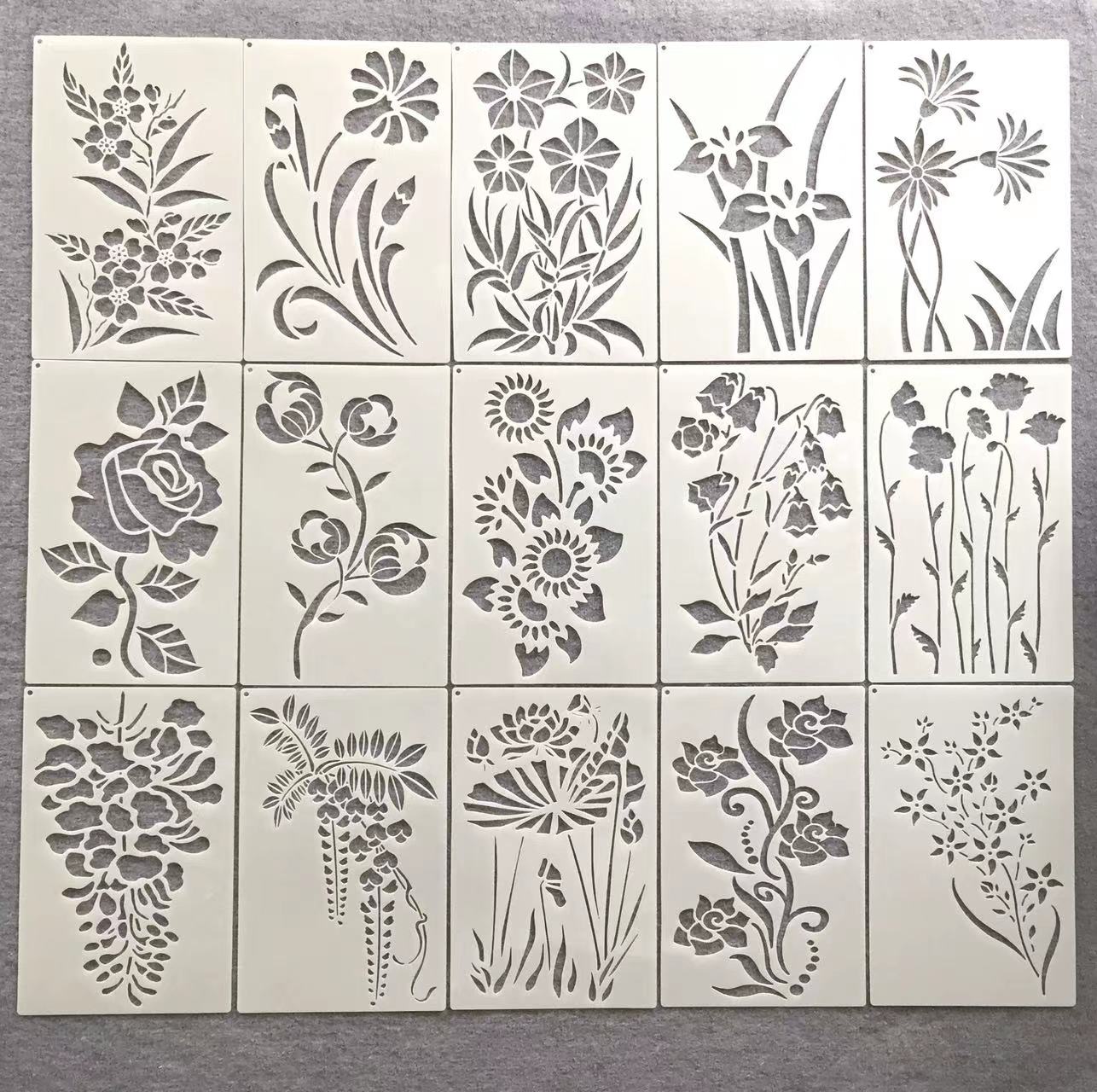 花朵树叶图形儿童绘画模板尺