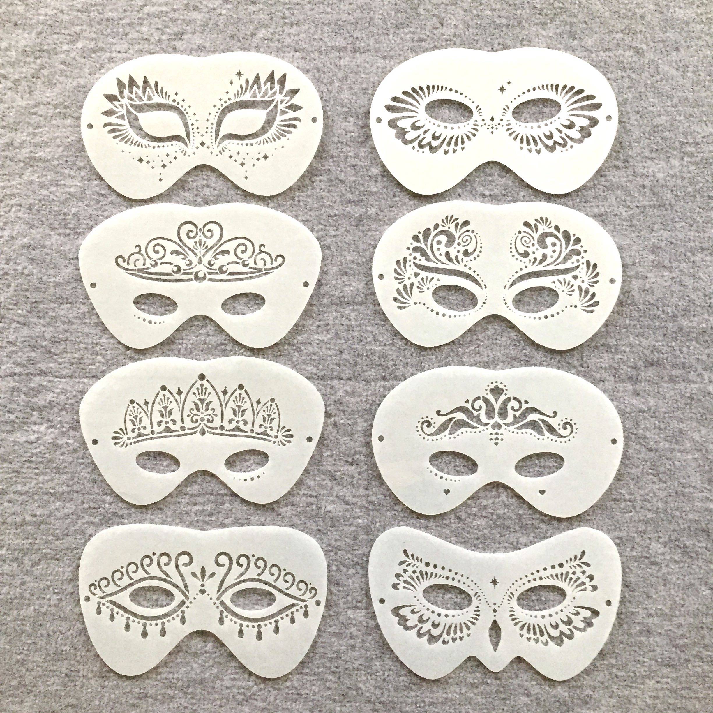 새로운 카니발 축제 파티 댄스 패턴 할로우 페이스 페인팅 문신 템플릿 무대 메이크업 할로우 템플릿 눈금자