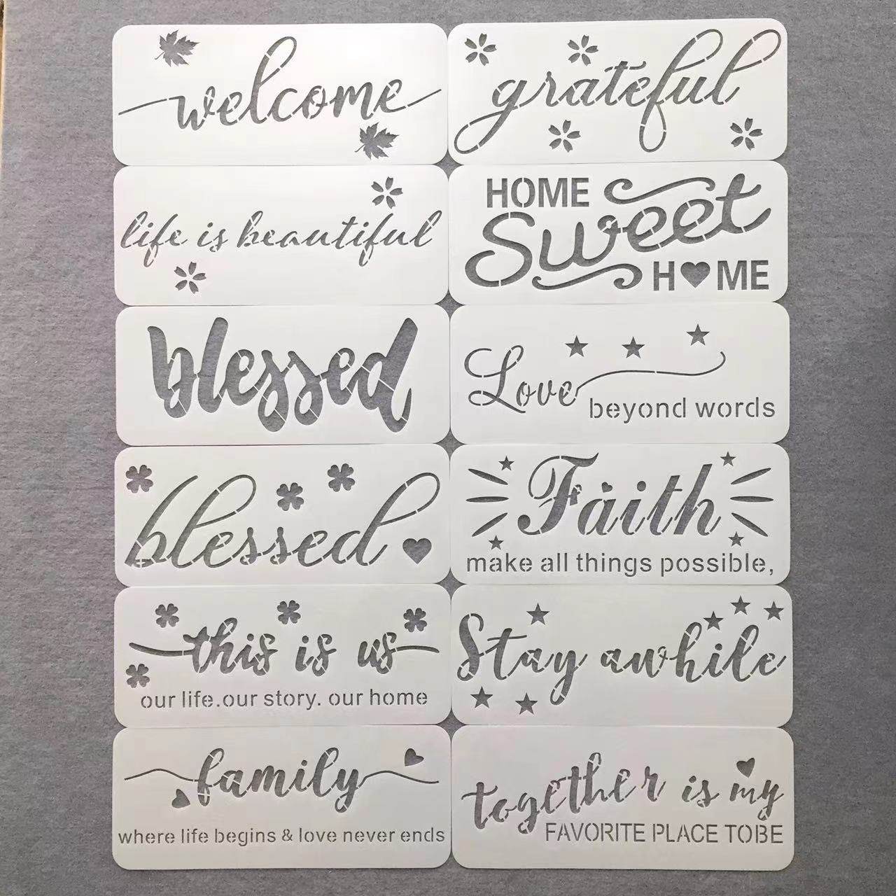 新款英文字母绘画创意模板镂空学生喷涂刷墙图案雕刻多功能模板尺