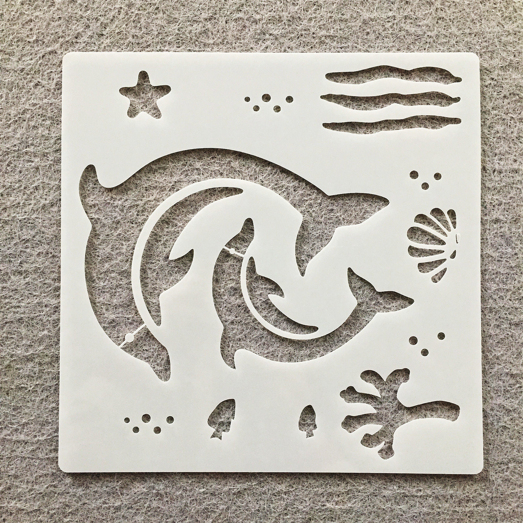 중공 그림 템플릿 바다 테마 템플릿 어린이 템플릿 보조 스프레이 스프레이 마스킹 보드 아트 템플릿 눈금자