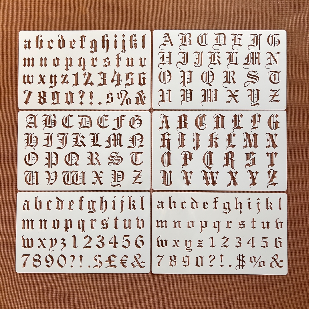 哥特式英文字母数字款镂空学生喷涂刷墙图案雕刻模板15*25.7cm