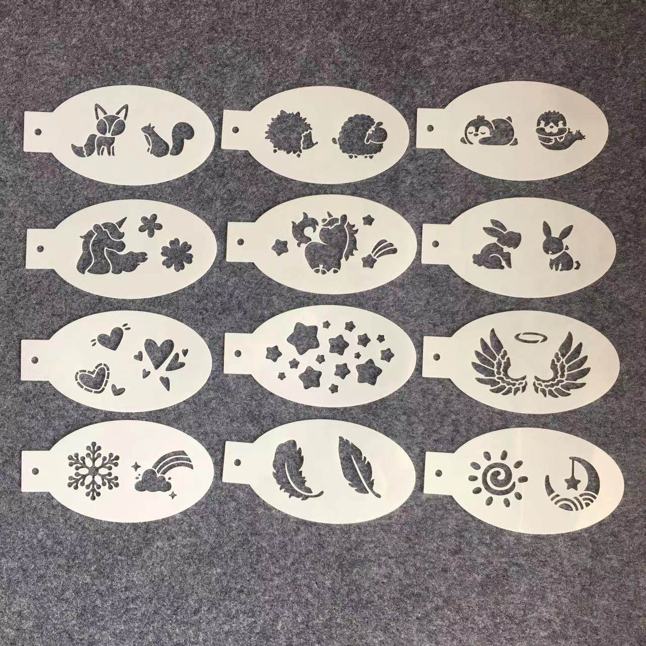 新款儿童脸部面部手账彩绘纹身模板镂空彩绘动漫卡通造型绘画模板