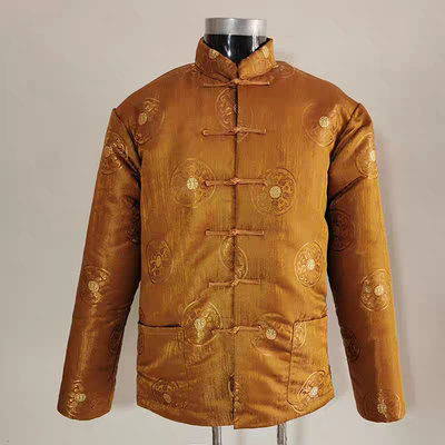 新款锦缎女偏襟棉上衣手工纯棉花加厚唐装立领大襟盘扣加大码高档