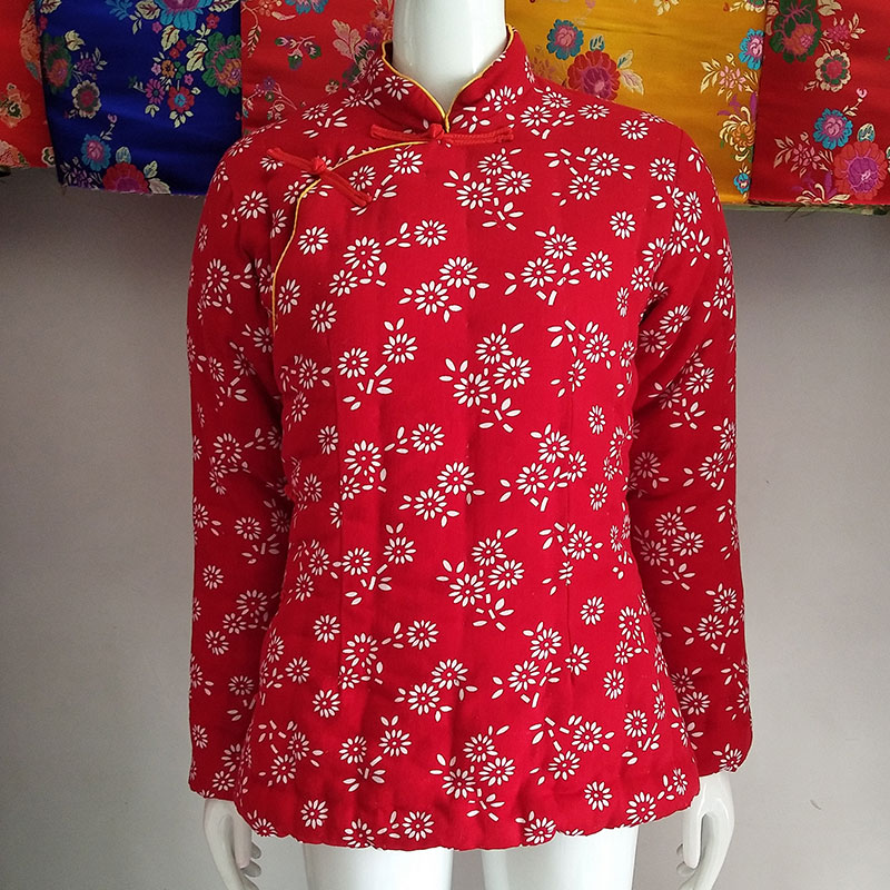 冬季新款女棉上衣偏襟居家服棉花