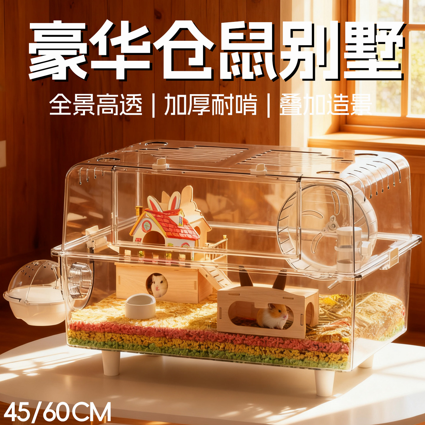 仓鼠笼子金丝熊超大别墅豪华专用亚克力透明箱60花枝鼠饲养用品,宠物/宠物食品及用品,笼子,淘宝优惠券,粉丝福利购,淘宝优惠卷