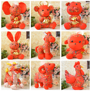 十二生肖公仔布娃娃龙牛可爱毛绒男女儿童婴儿玩具手工布艺中国风