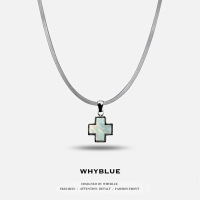 WHYBLUE美式四叶草十字架项链