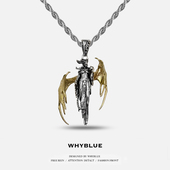 WHYBLUE 百搭毛衣链情侣配饰 原创恶魔天使项链吊坠小众设计感个性