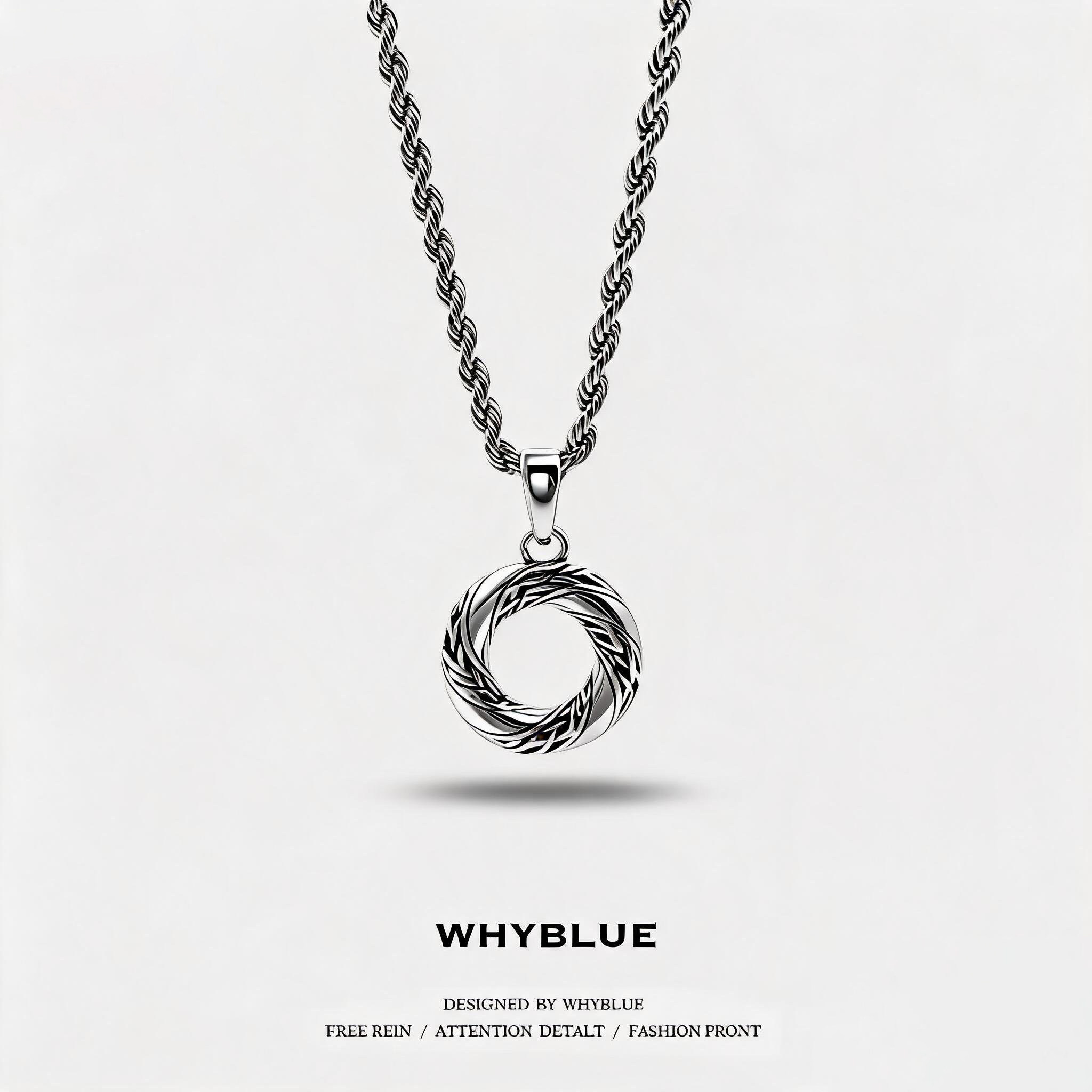 WHYBLUE 原创复古莫比乌斯圆环钛钢不掉色项链中性风男轻奢麻花链