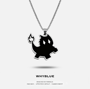 闪电黑猫项链男高级感吊坠小众冷淡风钛钢不掉色情侣百搭 WHYBLUE