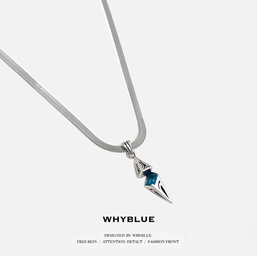 WHYBLUE星芒海蓝锆石锁骨链男