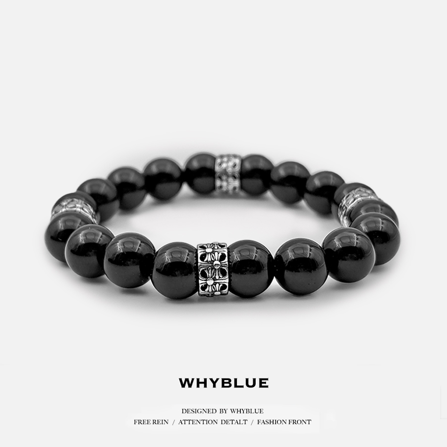 WHYBLUE 原创黑玛瑙手串手链男女生小众设计感个性百搭手串情侣潮