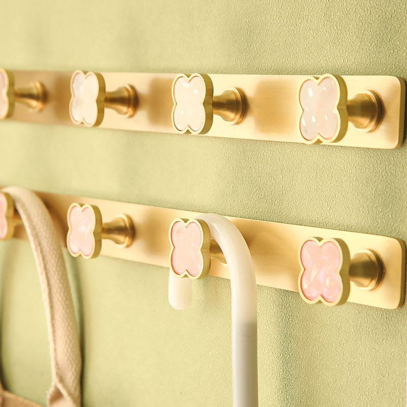 法式美式轻奢四叶草黄铜装饰挂钩免打孔免钉进门后玄关浴室毛巾挂,基础建材,挂衣钩,淘宝优惠券,粉丝福利购,淘宝优惠卷