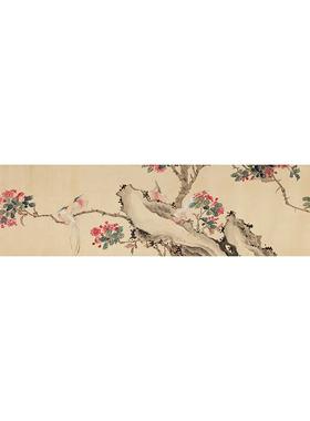 名画复制品张熊玉棠多寿图兼工带写花鸟画国画艺术微喷临摹装饰画