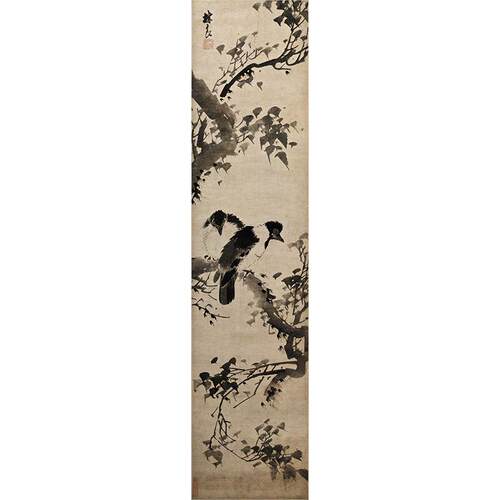 1:1明林良花鸟图轴写意水墨画国画艺术微喷古代名画复制品装饰画