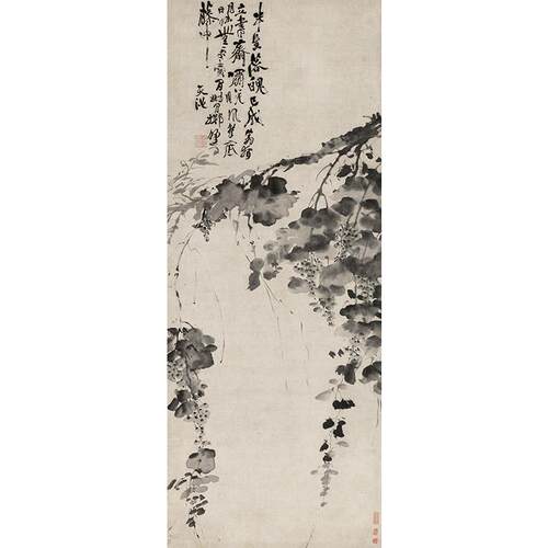 名画高清复制明代徐渭墨葡萄图国画水墨花鸟画艺术微喷字画装饰画
