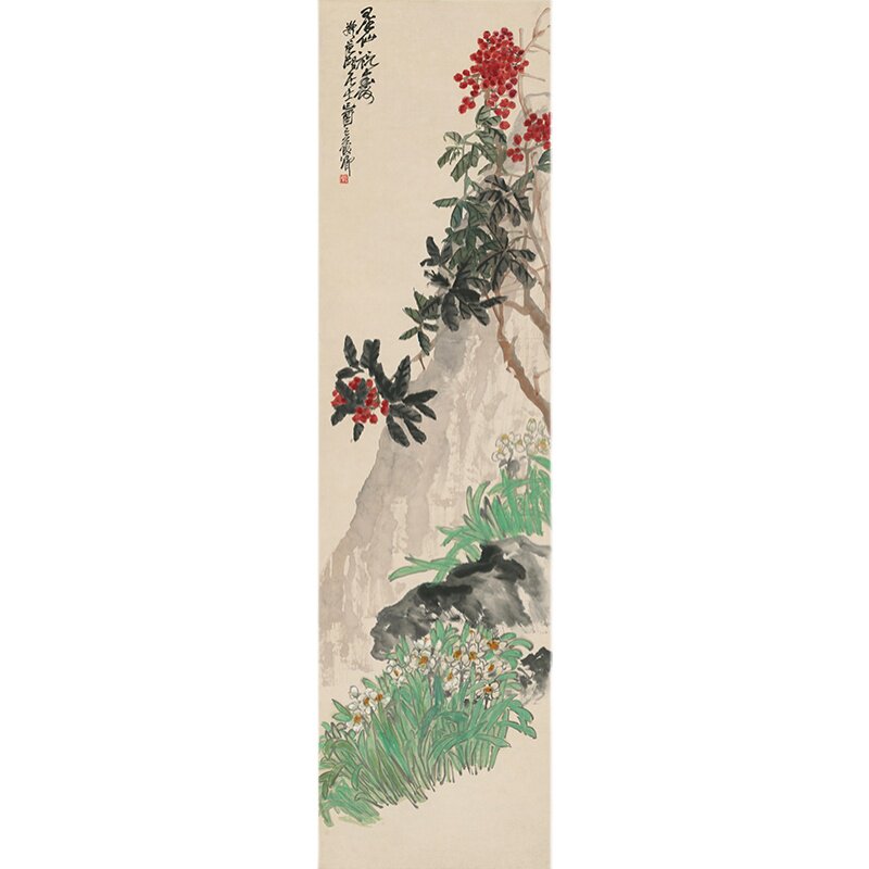 经典名画仿真复制吴昌硕群仙祝寿图国画艺术微喷名家字画装饰画