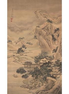 名画复制品袁耀山雨欲来兼工带写山水画国画艺术微喷临摹装饰画