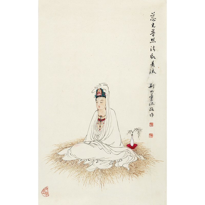名画复制品夏荆山观音64佛像唐卡菩萨罗汉国画艺术微喷古代装饰画