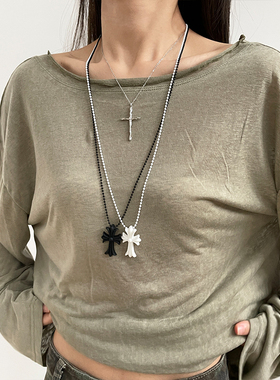 甜酷风长款树脂十字架项链