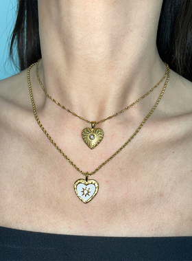 欧美风复古爱心叠戴项链