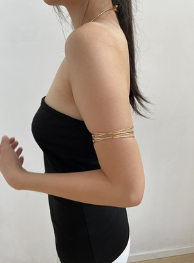 极简风镂空开口可调节金色臂环