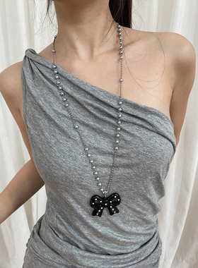 甜美白色波点蝴蝶结项链