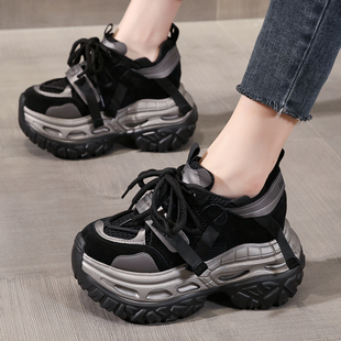 ZFCQ香港厚底内增高老爹鞋 网面2025秋冬超高跟9cm小个子休闲 女款