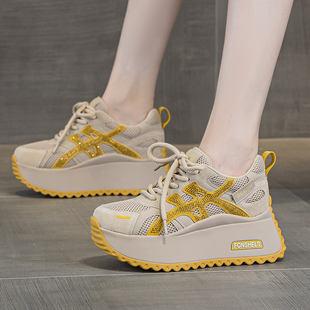 ZFCQ新款水钻厚底内增高时尚休闲单鞋女款真皮2026春夏33码德训鞋