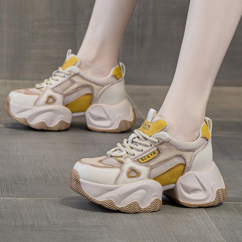 ZFCQ香港厚底内增高老爹鞋女真皮