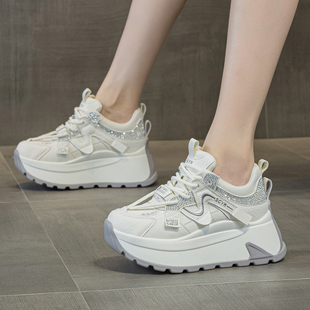 ZFCQ新款厚底小个子内增高阿甘鞋女款2026春8cm显脚小德训小白鞋