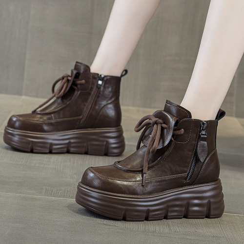 ZFCQ香港厚底增高马丁靴女款真皮