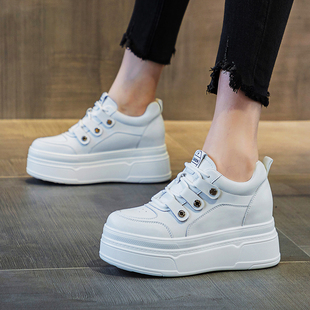 ZFCQ潮酷2026春季新款超高跟小白鞋女款真皮内增高休闲显脚小单鞋
